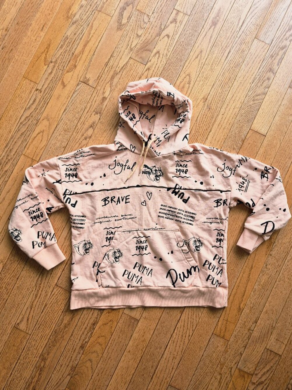 PUMA Hoodie Graffiti Print Blush Pink
